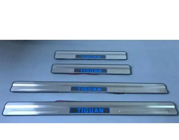 Для VW Tiguan 2010 2011 2012 светодиодный Добро пожаловать педали Накладка порога крышка