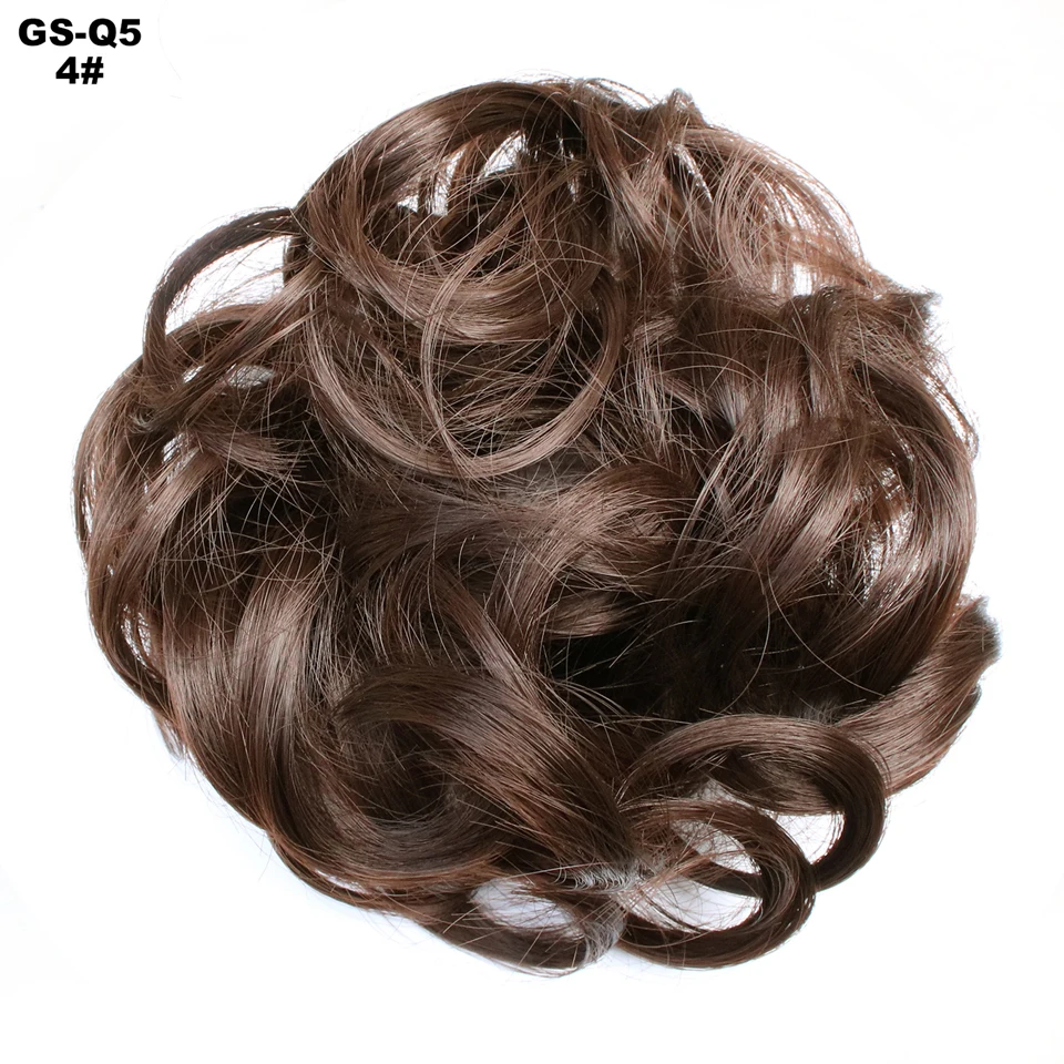 Верхние части жаростойких синтетических волос 30гр кудрявые шиньоны с резиновой лентой для наращивания волос, шиньоны с пончиком Q5
