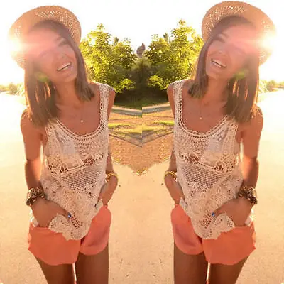 Шикарный женский летний хиппи бохо винтажный вязаный крючком кружевной