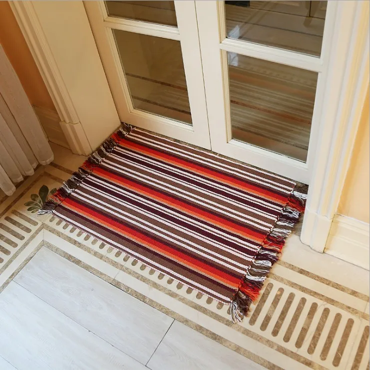 Purple stripes Хлопковые ковры из смешанного волокна, декоративные коврики для гостиной/спальни, прикроватные коврики, моющиеся коврики - Цвет: Purple stripes