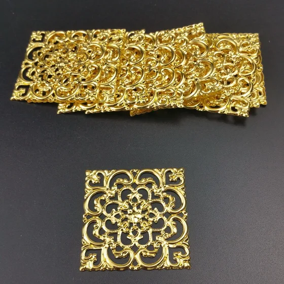 gold 40mm 20pcs Филигранные квадратные обертки Разъемы Фурнитура для украшений Обертывания Разъемы для изготовления ювелирных изделий DIY - Цвет: gold 40mm 20pcs
