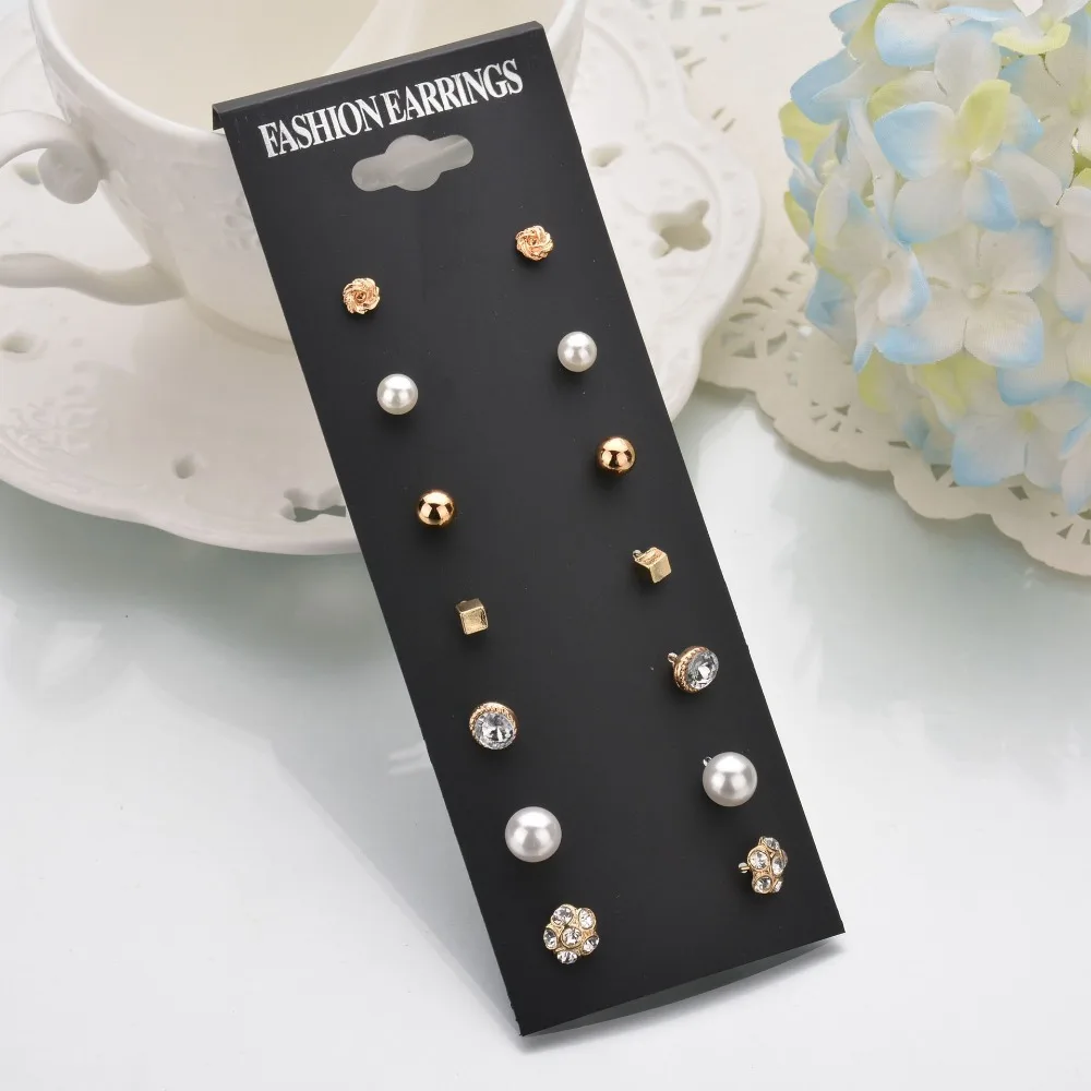 7 пар/компл. супер ценная Мода темперамент изысканный кристалл жемчужный цветок