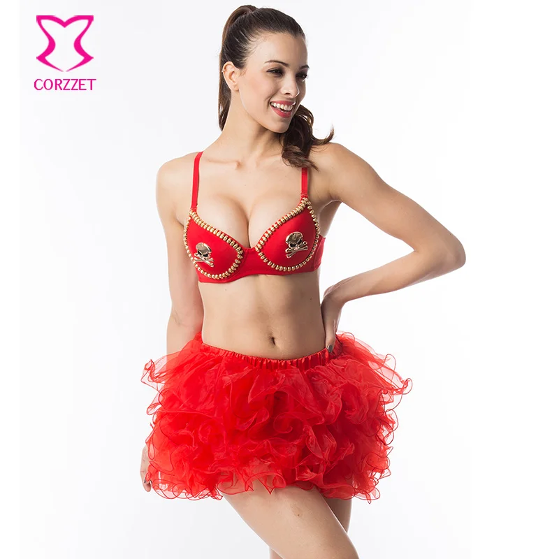 Женский хлопковый бюстгальтер пуш ап в стиле панк рок с золотыми черепами и