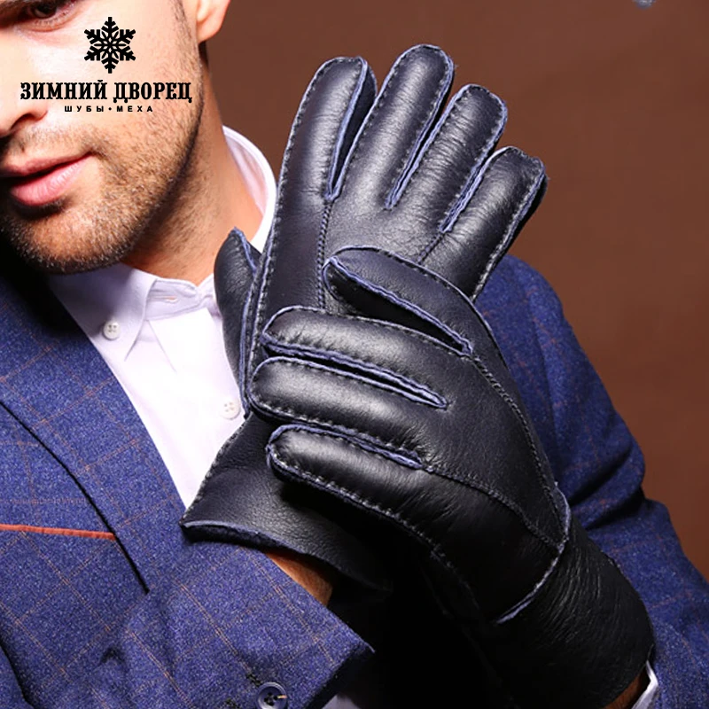горячаяmenleatherперчаткиfashionfurwinterтеплые шерстяные перчатки