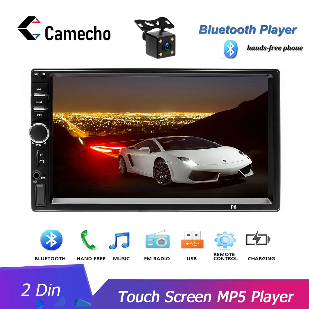 Camecho 2 din автомагнитола " HD сенсорный экран стерео Bluetooth FM приемник SD USB Aux вход MP5 плеер Поддержка камеры заднего вида