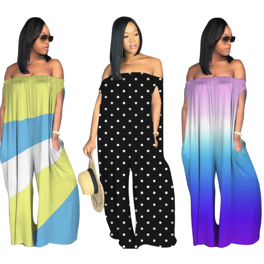 2019 Новинка весны и лета для женщин комбинезон свободные трубки Радужный