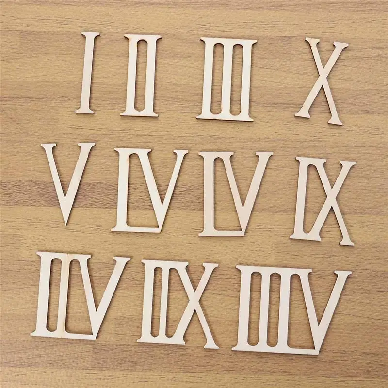 12 шт. кусочки дерева цифры римские цифры форма дерево DIY спальня домашний подарок ремесла украшения
