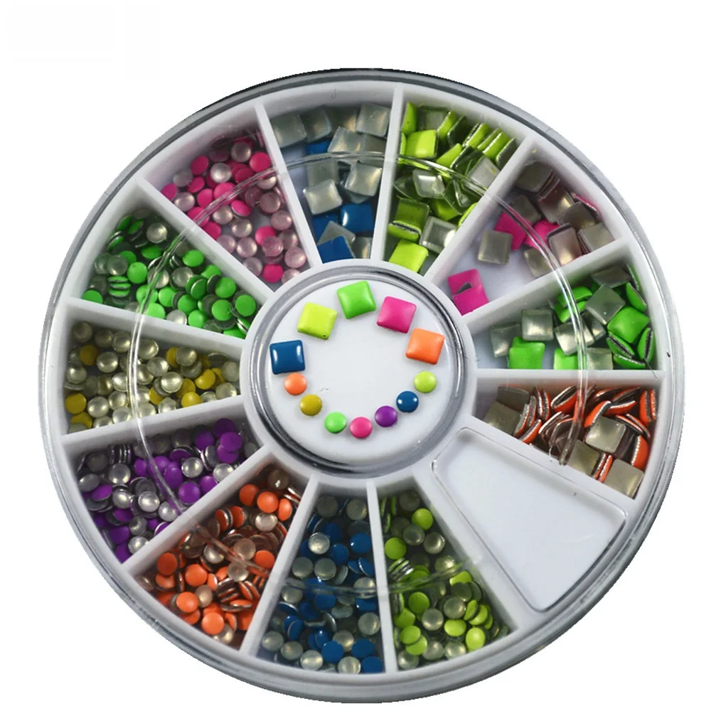 1 колесо Модный 3D дизайн красочные наклейки для дизайна ногтей неоновые заклепки