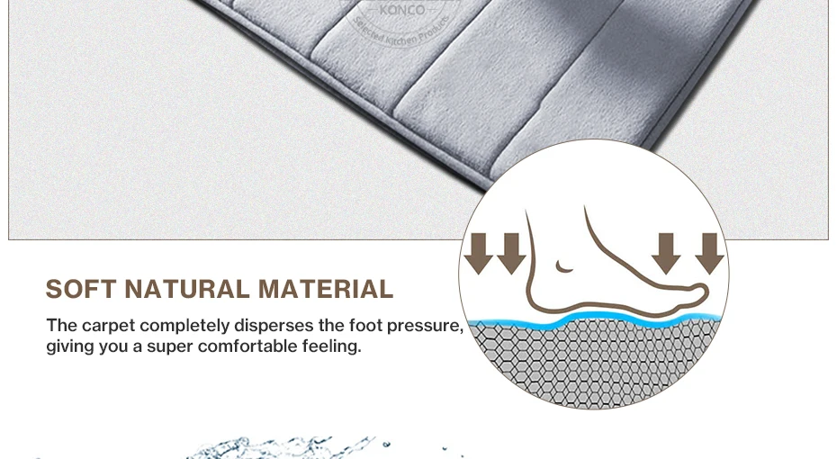 Konco 40*60cm Bath Mat Bathroom Carpet Rug coral fleece Memory Foam Bathroom Mat kitchen Door Floor tapis de bain