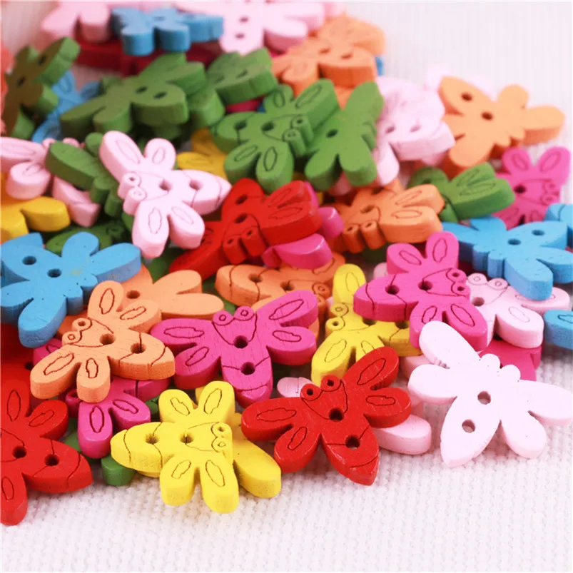 Пуговицы для скрапбукинга животных деревянные стрекозы разноцветные конфеты