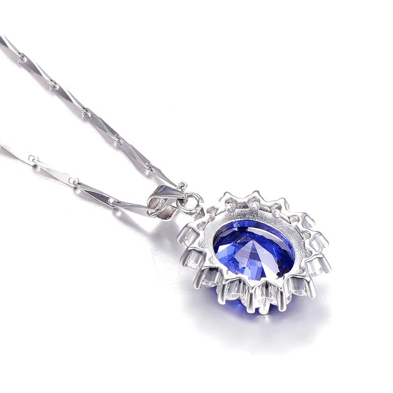 Женское винтажное ожерелье с сапфиром темно синее подвеской из серебра 925 пробы