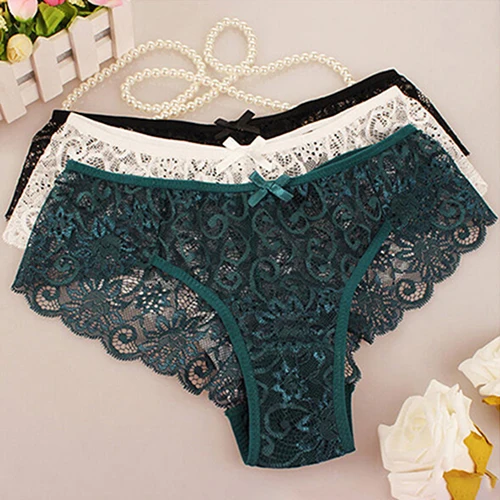 

Women's Sexy Sheer Floral Lace Mid Rise Thong Panties Briefs Erotic Underwear