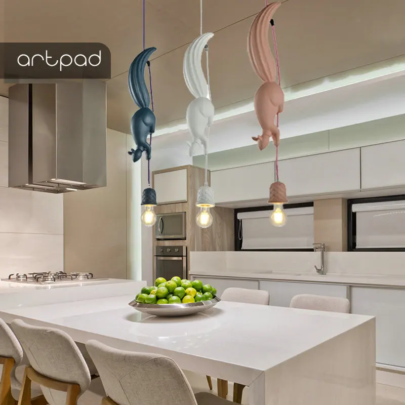 Скандинавские креативные светодиодные подвесные лампы в форме белки для