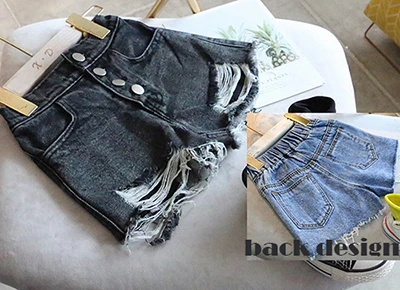 black shorts 1pc Детская одежда, летние джинсовые штаны для маленьких девочек, детские штаны для девочек, шорты, рваные кружевные штаны - Цвет: black shorts 1pc
