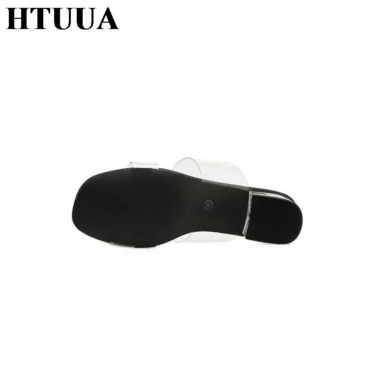 HTUUA/2018 г. Модные летние нежаркие шлепанцы женские прозрачные босоножки на среднем