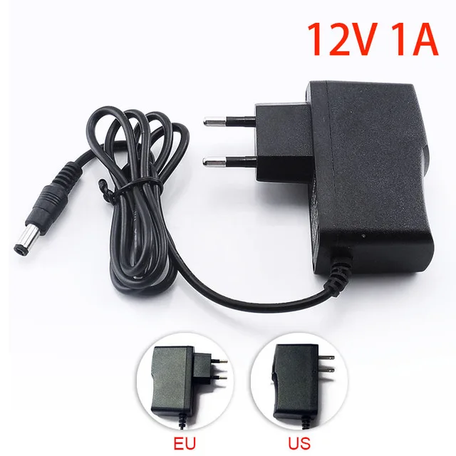 12V 1A Power adapter DC 12 В RGB светодиодный светильник PC 2835 5 м водонепроницаемый 12 В неоновая лента гибкий светодиодный шнур ИК пульт дистанционного управления адаптер питания полный комплект - Испускаемый цвет: 12V 1A Power adapter