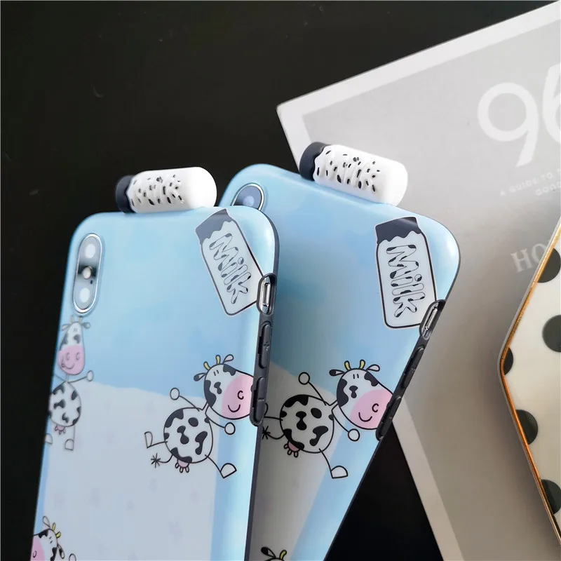 Funny dairy cow Soft TPU Toy Cover For iPhone 6 6S 7 8 Plus X XR XS Max Cute Milk Phone Case IMD Toys |