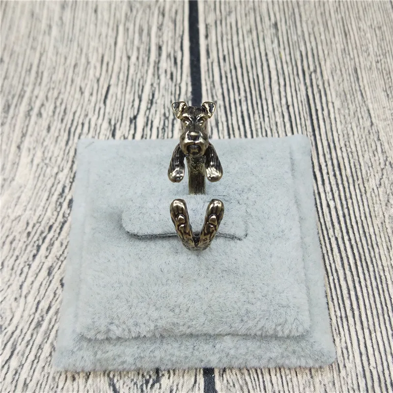 Винтажное регулируемое кольцо шнауцера с животными модные мужские и женские