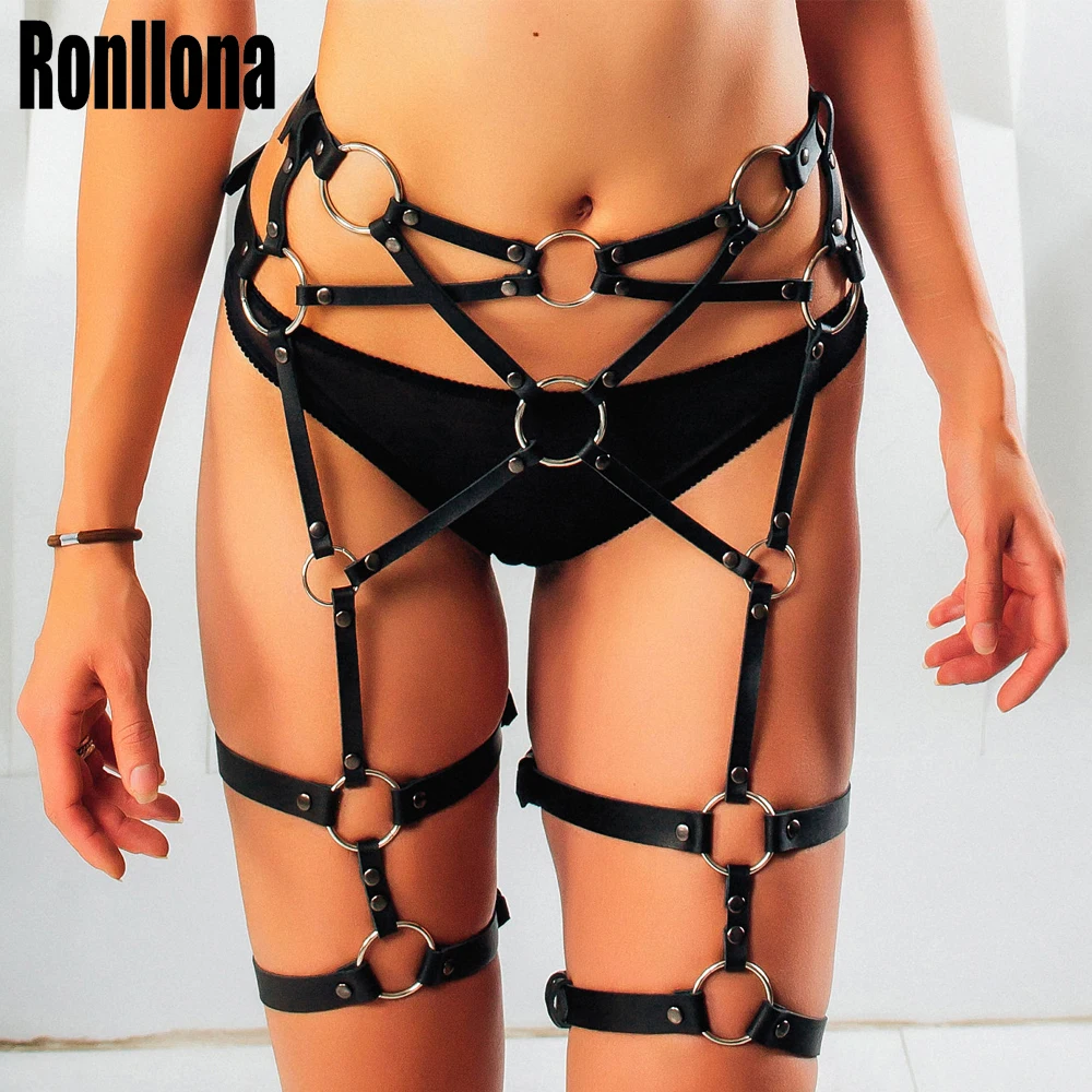 Leather Chain Belt Garter Suspender Bdsm Harness Adjustable Body Strap Goth Punk Clothes Fetish Bondage Women Pole Dance Rave