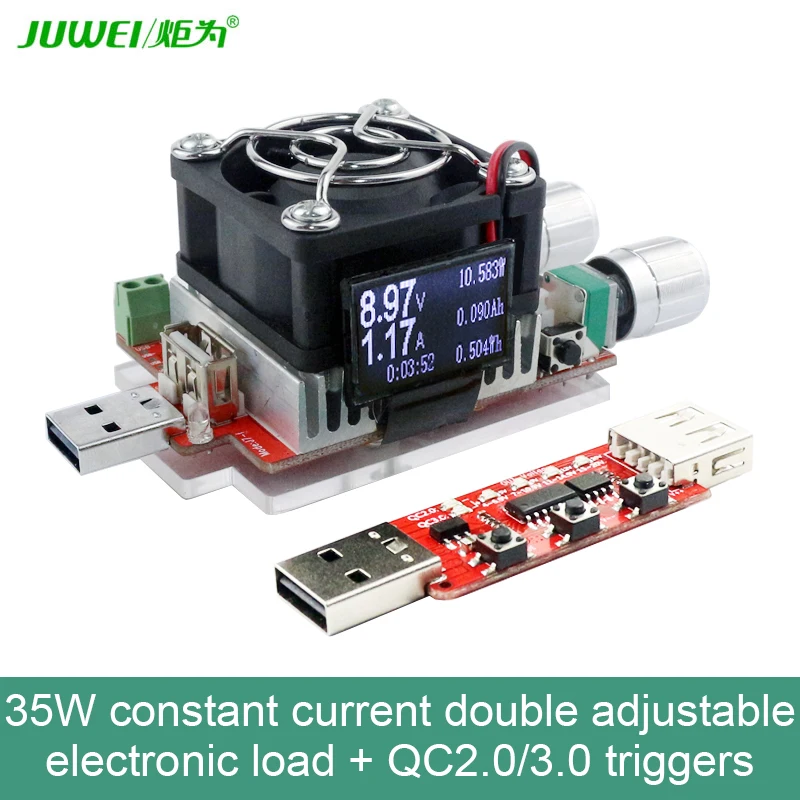 35w constant current double adjustable electronic load qc2 03 0 triggers quick voltage usb tester voltmeter aging discharge free global shipping