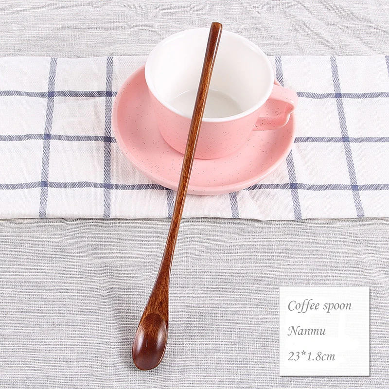 3 BalleenShiny Wooden Dessert Spoon Long Handle Wiring Coffee Stir Honey Milktea Scoop Cute Tableware Jam Cream Milktea Tools - Цвет: 3