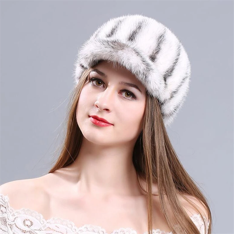 IANLAN Deluxe натуральный мех кепки с козырьком Повседневная натуральная норковая