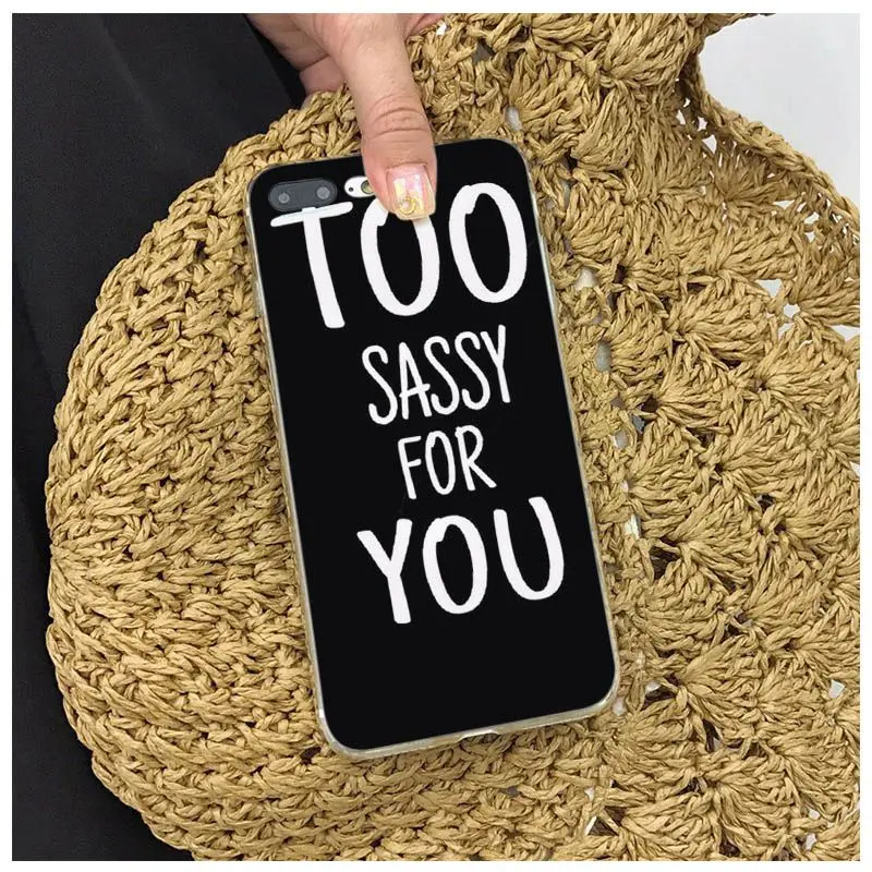 Прозрачный мягкий силиконовый чехол Aiboduo Too Sassy для вас iPhone 5s 5 8 7 6 6S Plus X XS XR XSmax 8pl