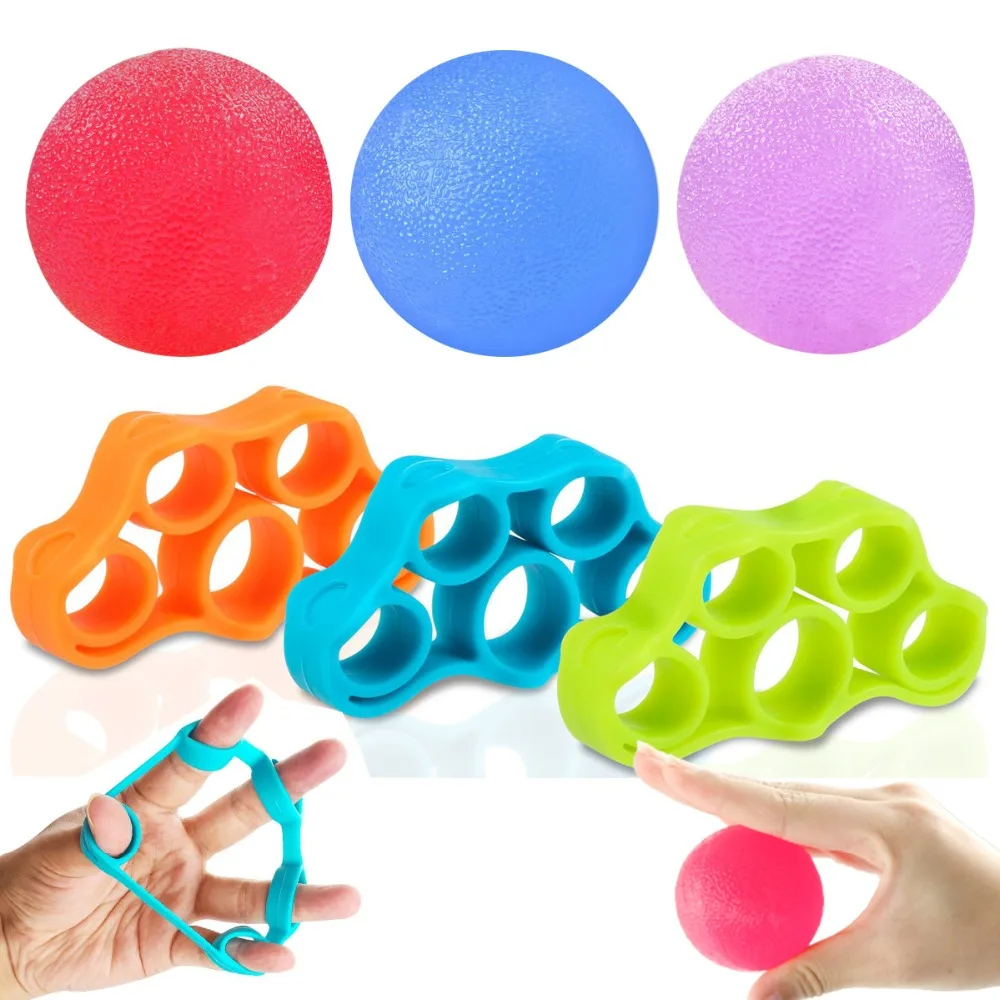 

Stress Hand Grip Ball Finger Strength Training 3 Stress Relief Therapy Egg Balls and 3 Finger Stretcher Sets for Rehabilitation