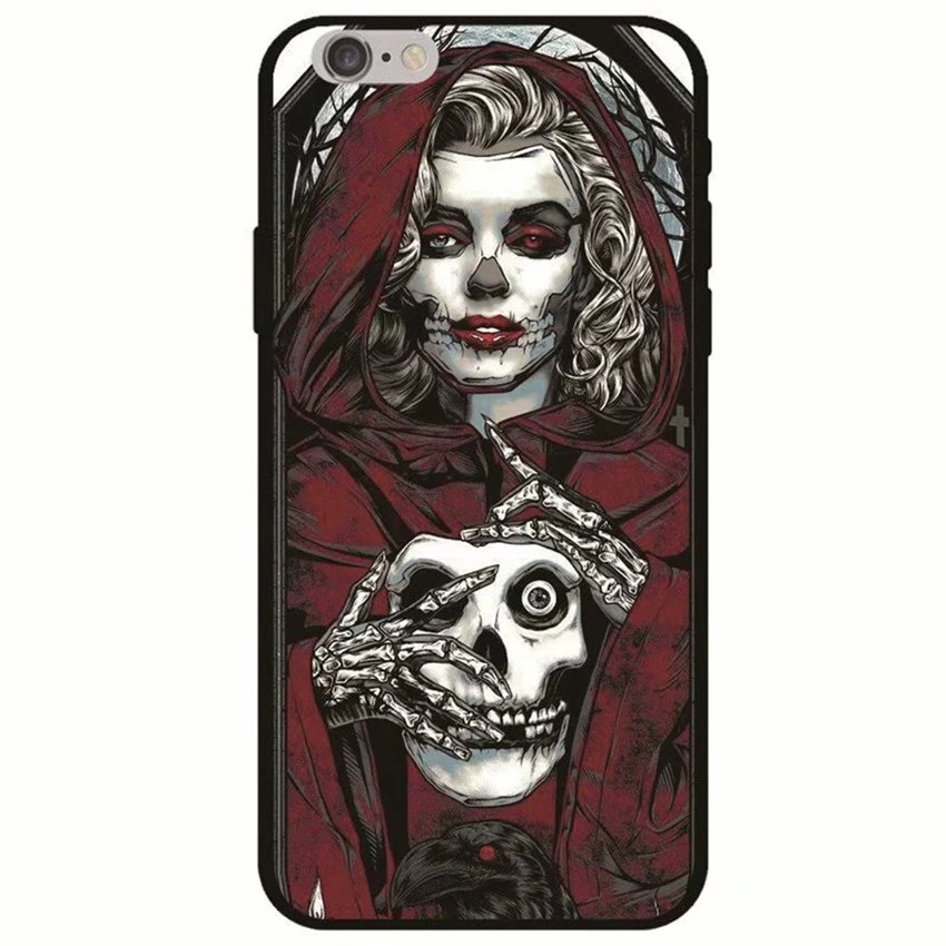 Модный чехол для телефона с черепом iphone 6 6s 7 8 Plus X рельефный Мягкий ТПУ
