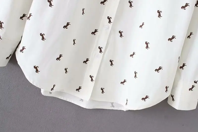 Wonder 2018 new autumn vintage animal pattern printing casual blouse ladies long sleeve basic femininas blusas business tops | Женская