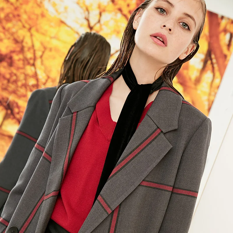 Vero Moda Новая женская куртка женская клетчатая двубортная кокон пальто Длинная зимняя куртка | 318321501