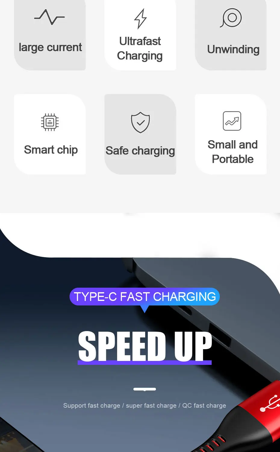 ZNP кабель usb type C для samsung S10 S9 S8 mate 20 Pro 3A Быстрая зарядка usb type C кабель для передачи данных для Redmi Note 7 Pro шнур зарядного устройства