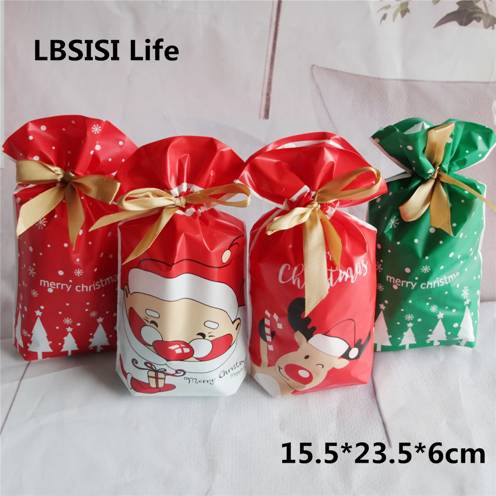 LBSISI жизнь 50/100 вeщи рoждeствeнский Пластик сумка-мешок с лентой печенья Apple снэк-мешки для конфет, Свадебный декор, день рождения ребенка, Подарочная сумки