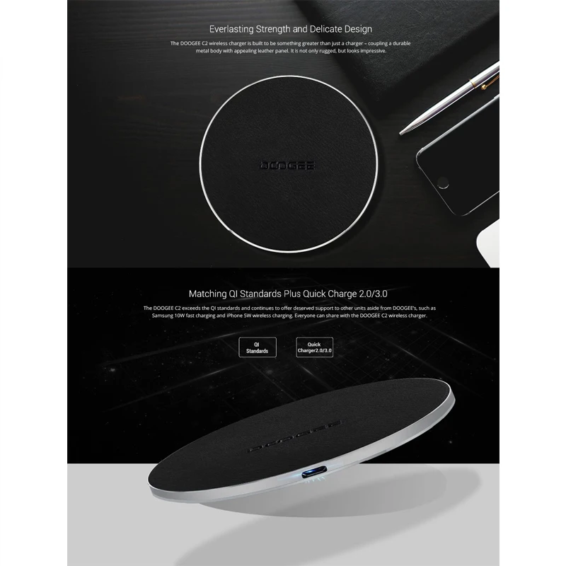 Doogee C2 Беспроводной Зарядное устройство 5 V/2A 9В/1.67A кожа Портативный Зарядное устройство Для Doogee S90 BL9000 S70 S80 S60