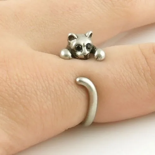 Min 1PC Animal Wrap Ring Kitten Bronze Jewelry Rings Comfortable Lucky For Men Women Gift | Украшения и аксессуары