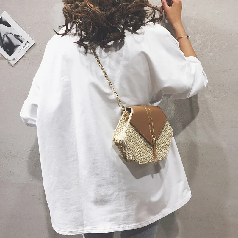 Соломенная Сумка для женщин 2019 Новая мода из искусственной кожи сумки летние