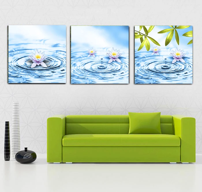 2018 new 3 Pcs Wall Art HD Printing Canvas Painting CalligrModular of lotus in clear water for livingroom walldecor H030 | Дом и сад