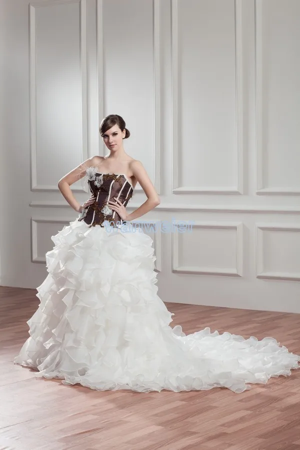 free shipping 2016 new design hot seller handmade flowers small train bridal gown married high-end customize size wedding dress | Свадьбы и