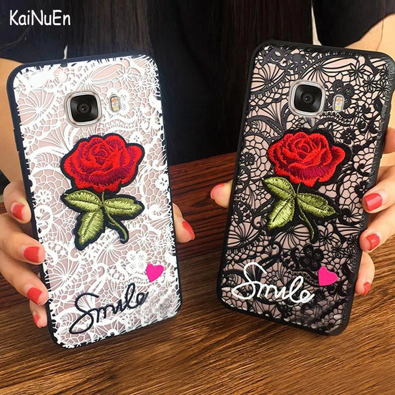 KaiNuEn роскошный модный чехол для Samsung galaxy C9 C 9 pro c9000 с кружевной вышивкой и 3D розой |