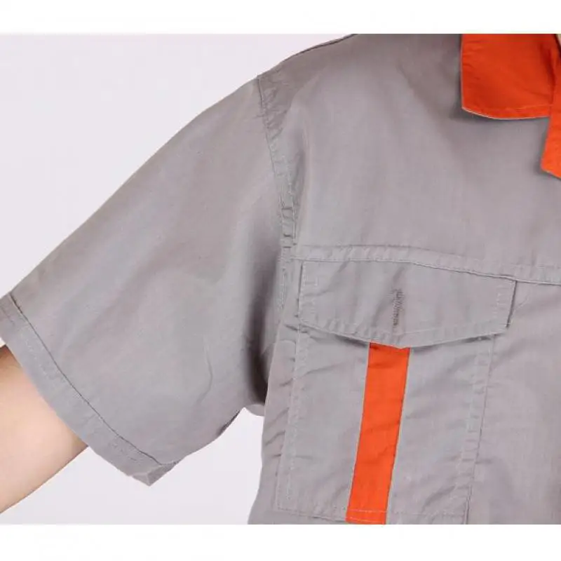 Воздухопроницаемая одежда унисекс удобная серая рабочая с коротким рукавом и