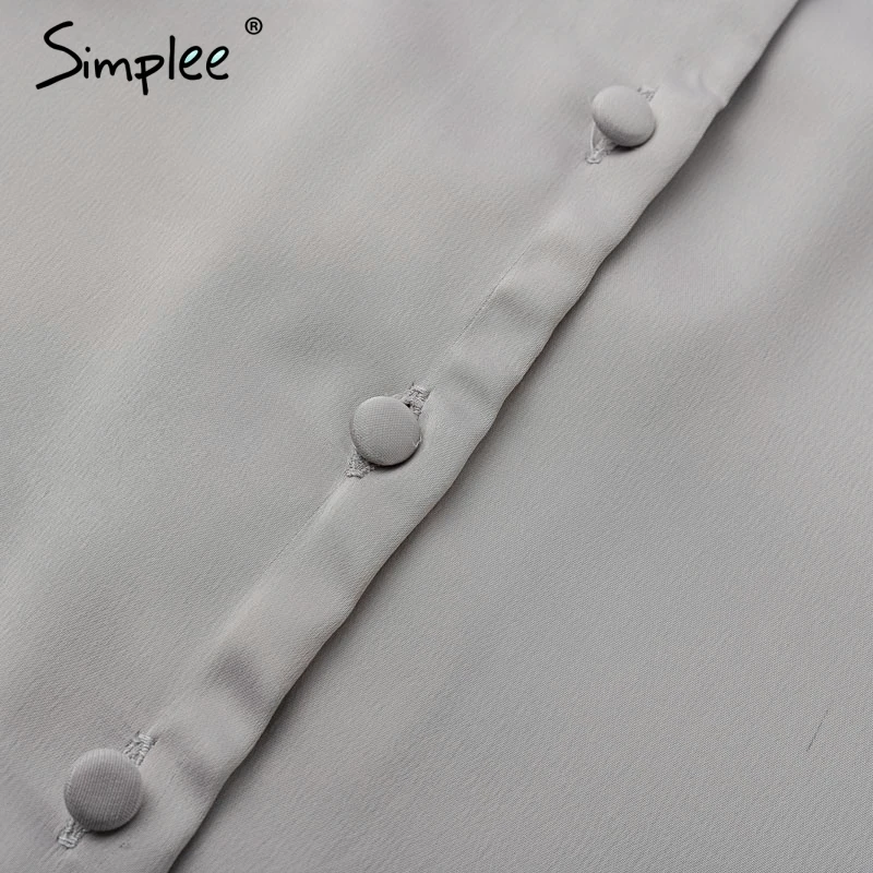 Simplee атлас с v-образным вырезом блузка офис леди бабочка длинными рукавами