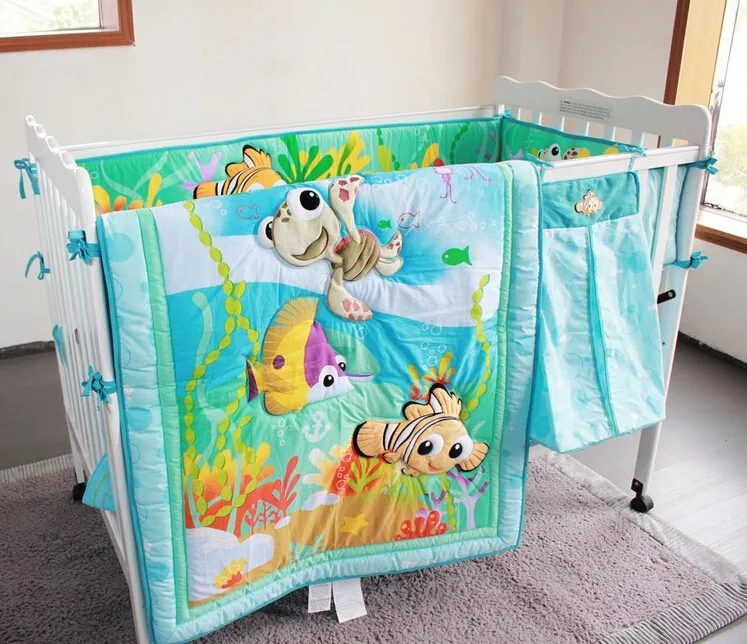7PCS Embroidery Ocean Fish Baby bedding set Baby crib bedding set tour de lit bébé (4bumper+duvet+bed cover+bed skirt)
7PCS Embroidery Ocean Fish Baby bedding set Baby crib bedding set tour de lit bébé (4bumper+duvet+bed cover+bed skirt)