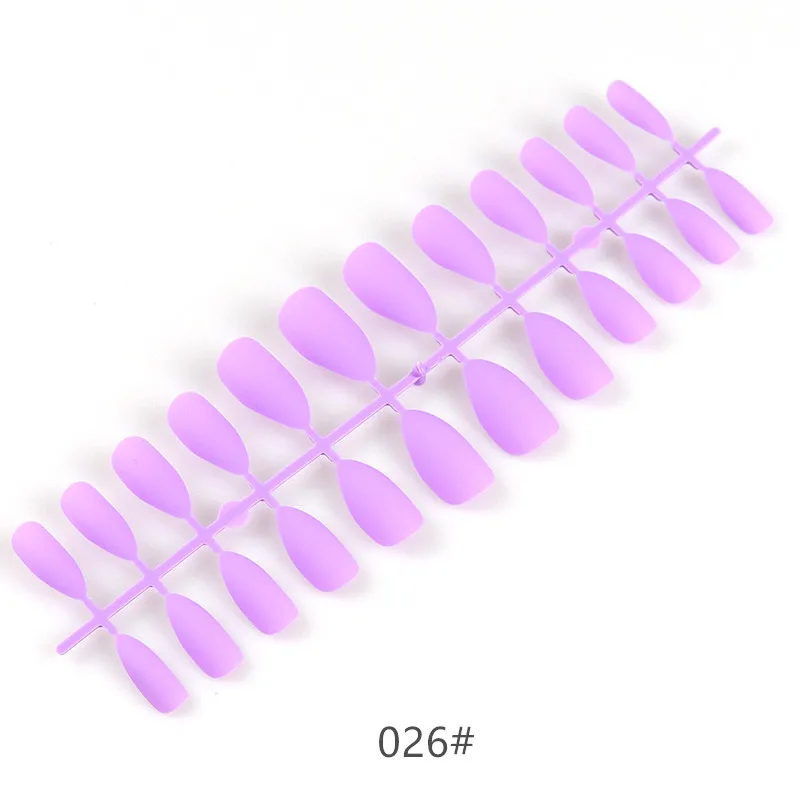 026 Blue Matte Artificial Nails Full Cover Fake Nails 24Pcs Candy Nail For Extension Manicure Art Acrylic Stiletto Nail Tip Beauty - Цвет: 026