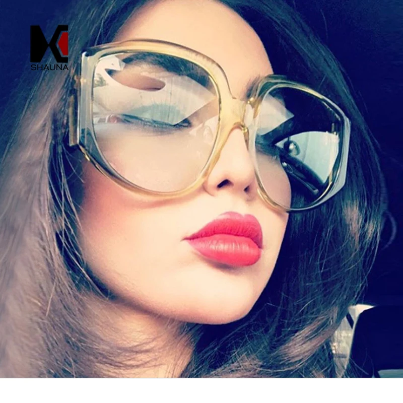 SHAUNA Новое поступление большие женские круглые солнцезащитные очки модные