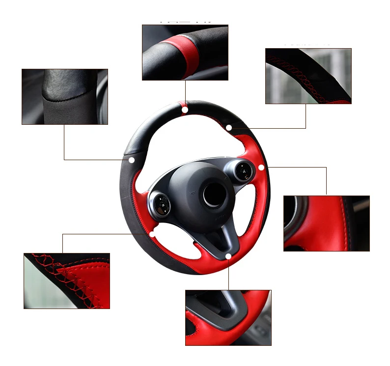 Lsrtw2017 Хомут кожаный чехол рулевого колеса автомобиля для smart fortwo w453 c453 a453