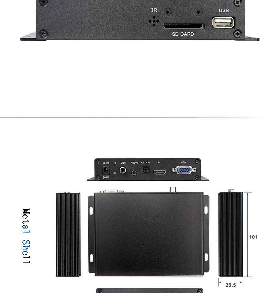 MPC1080P-1 металлический корпус авто петля воспроизведения рекламы usb плеер sd карта usb медиаплеер для ТВ четкости Медиаплеер