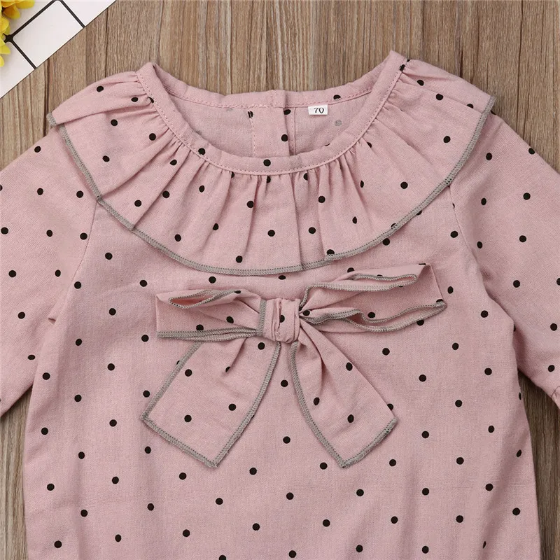 Комбинезон с длинными рукавами и бантом для новорожденных девочек комбинезон