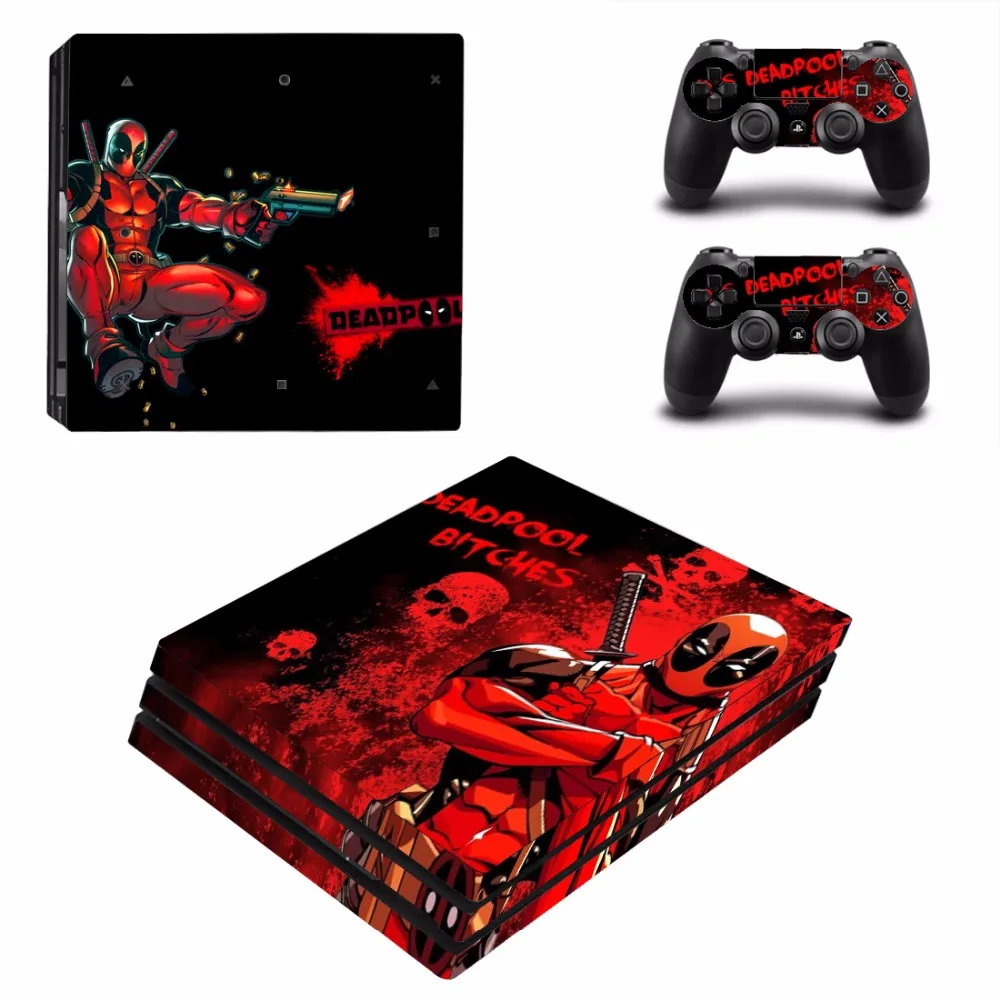 Дизайн Deadpool Виниловая наклейка для защиты кожи консоли Sony Playstation 4 Pro + 2 шт.