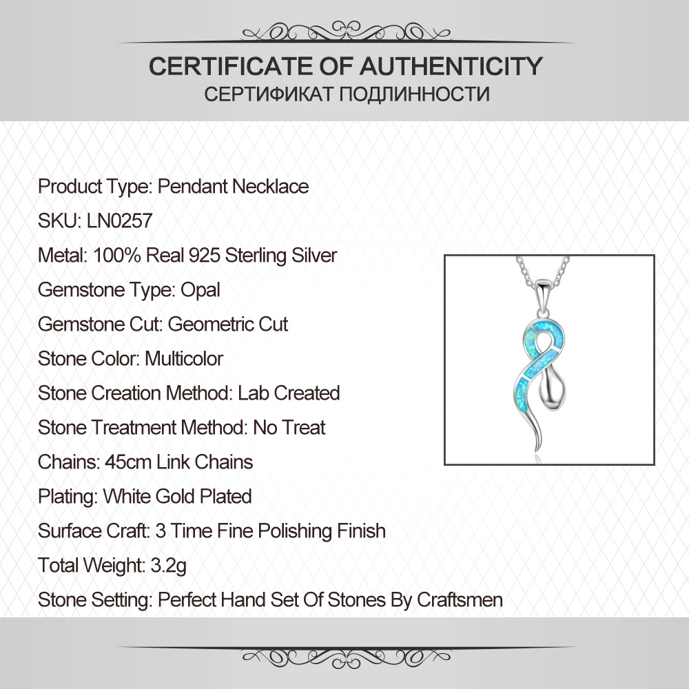 Женское ожерелье из серебра 925 пробы со змеей и опалом | Украшения аксессуары