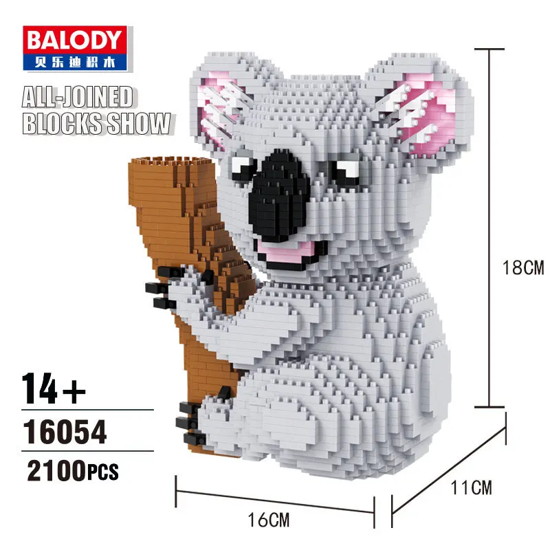 Balody коала медведь Королевский медведь мультяшная модель животных алмаз мини строительные блоки кирпичи 3D сборки Дети DIY игрушки на день рождения - Цвет: 16054 No box